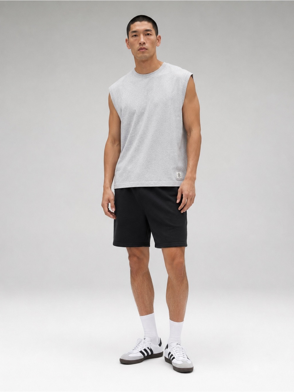 Reigning champ heathered grey boxy muscle tank XL